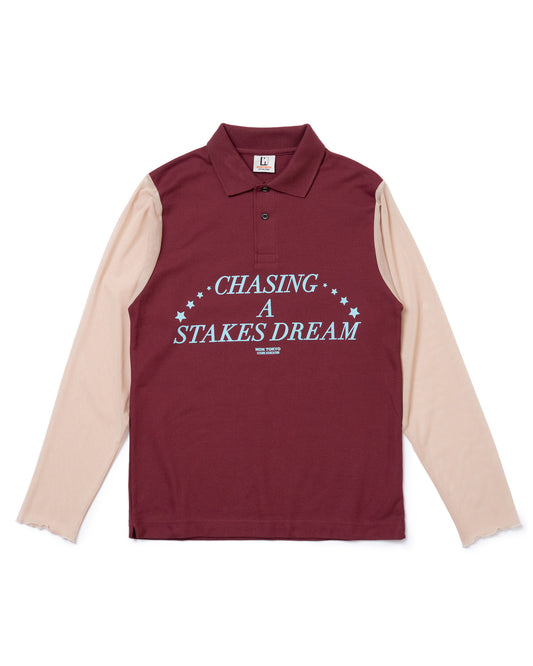 SHEER SLEEVE POLO-SHIRT (WINE)