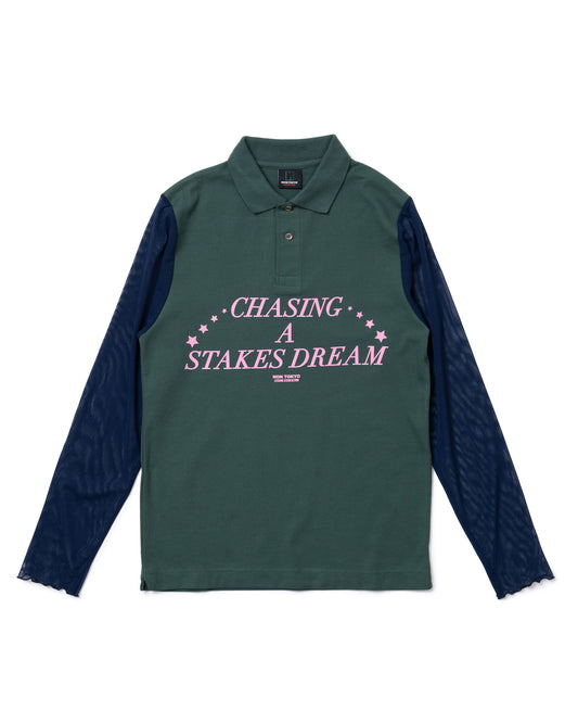 SHEER SLEEVE POLO-SHIRT (GREEN)