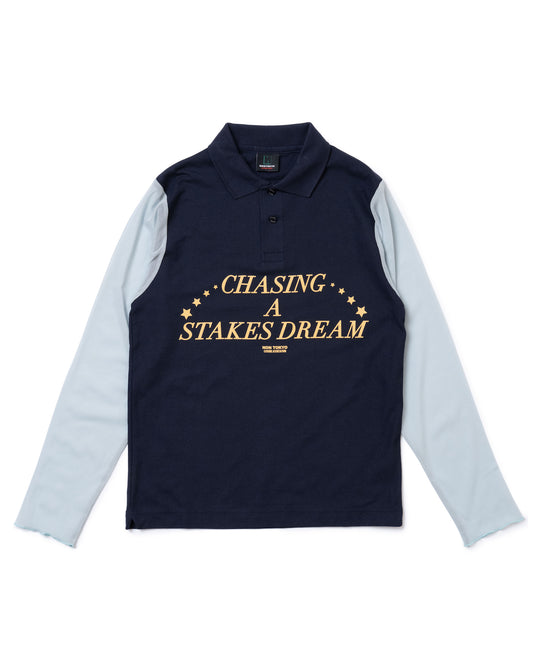 SHEER SLEEVE POLO-SHIRT (NAVY)