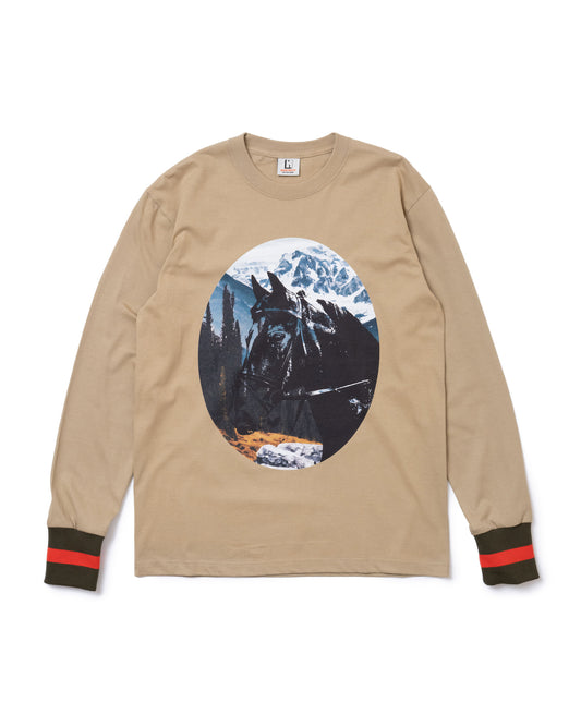 HORSE PRINT L/S T-SHIRT (BEIGE)