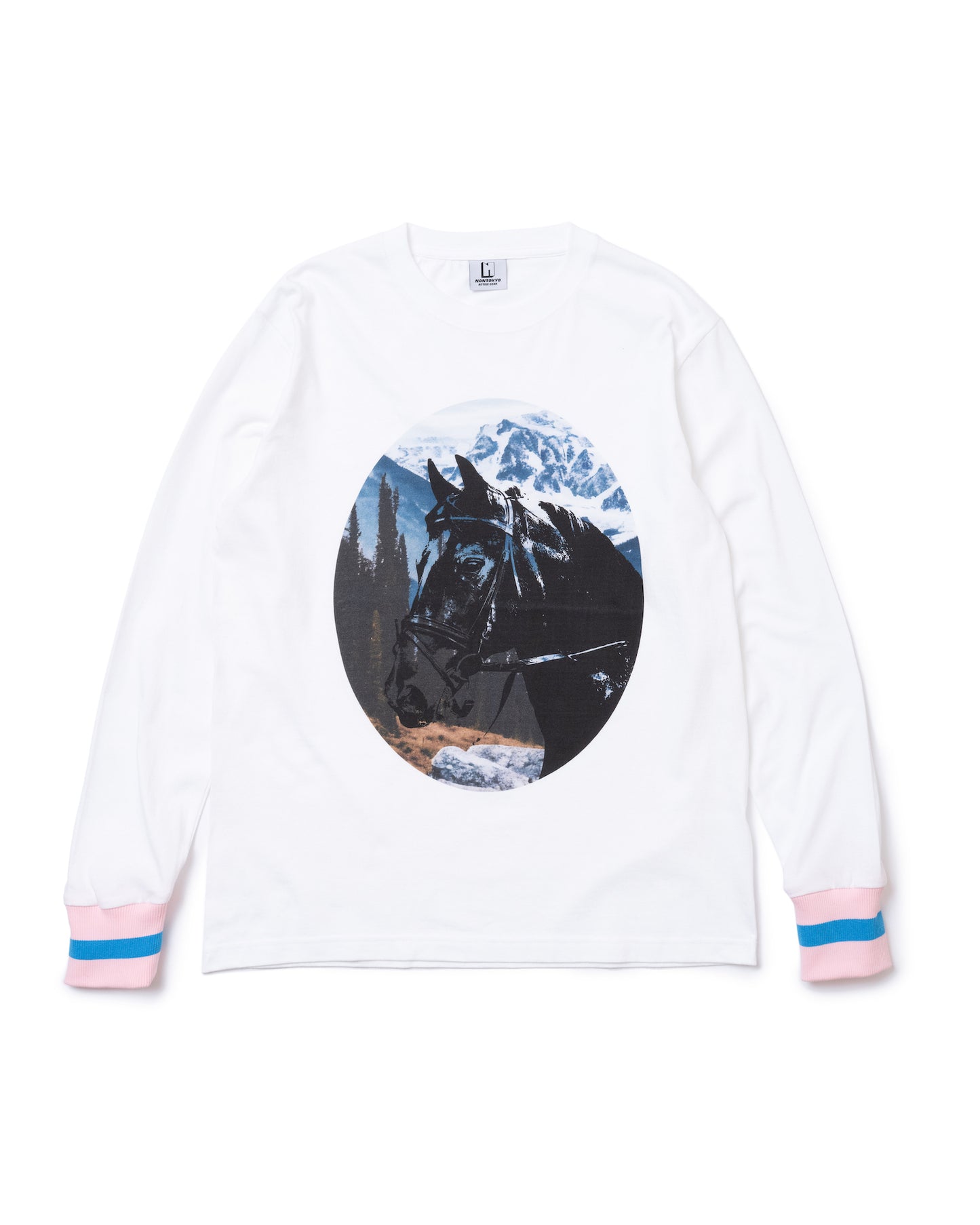 HORSE PRINT L/S T-SHIRT (WHITE)