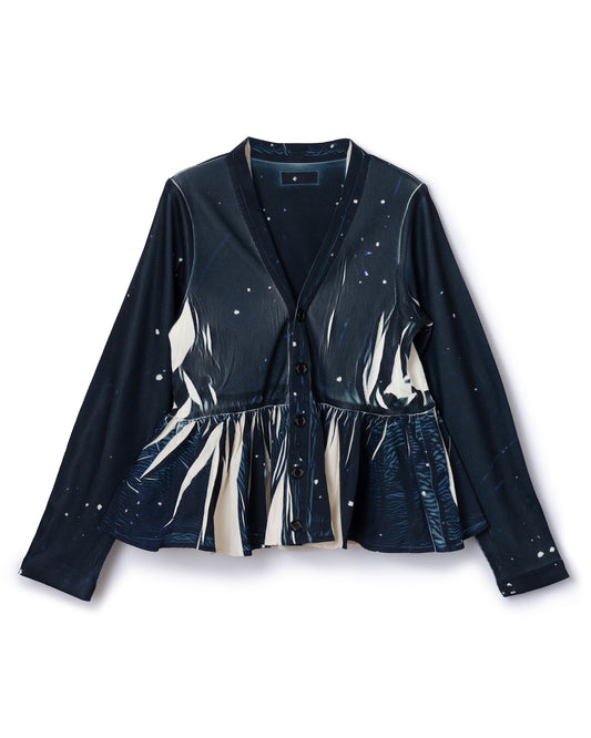 DIRECT PRINT RIB GATHER CARDIGAN (STARRY SKY)