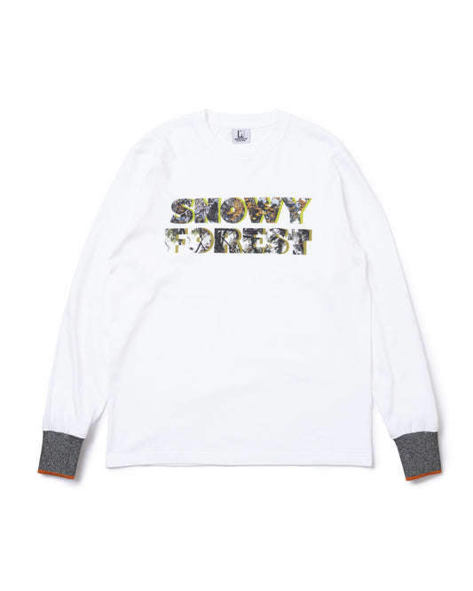 SNOWY FOREST PRINT L/S T-SHIRT (WHITE)