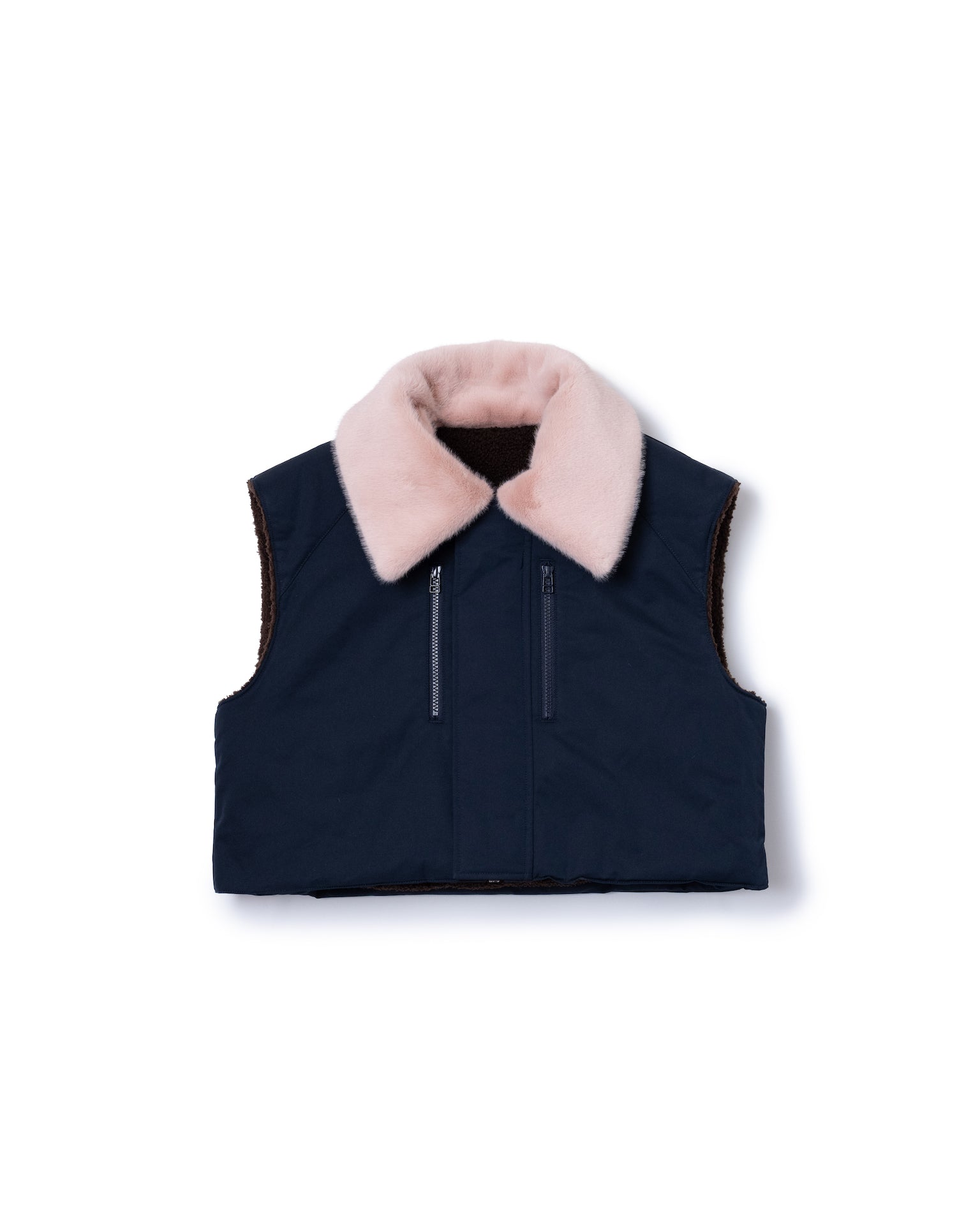 【ノントーキョー】フリルベスト ドローコード ネイビー ギャザー 日本製 ノントーキョー】フリルベスト ドローコード ネイビー ギャザー