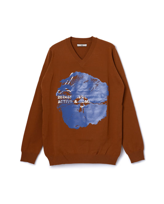FLOWER PRINT KNIT (BROWN)