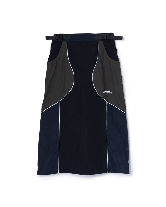 SWITCHING NYLON SKIRT (NAVY x BLACK)