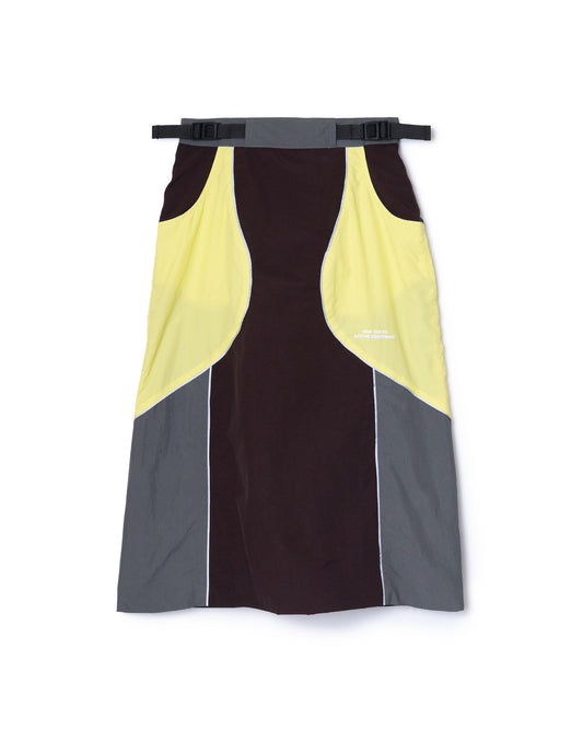 SWITCHING NYLON SKIRT (BROWN x YELLOW)