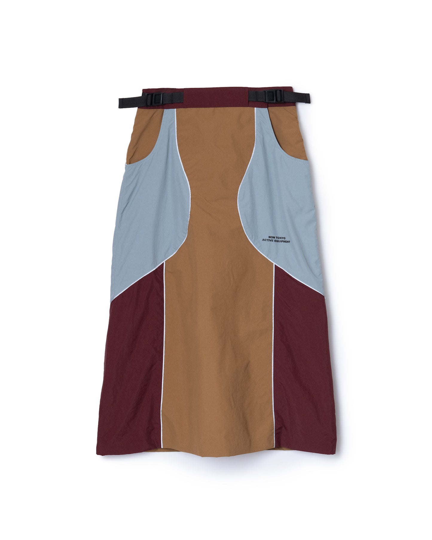 SWITCHING NYLON SKIRT (MUSTARD x BLUE)