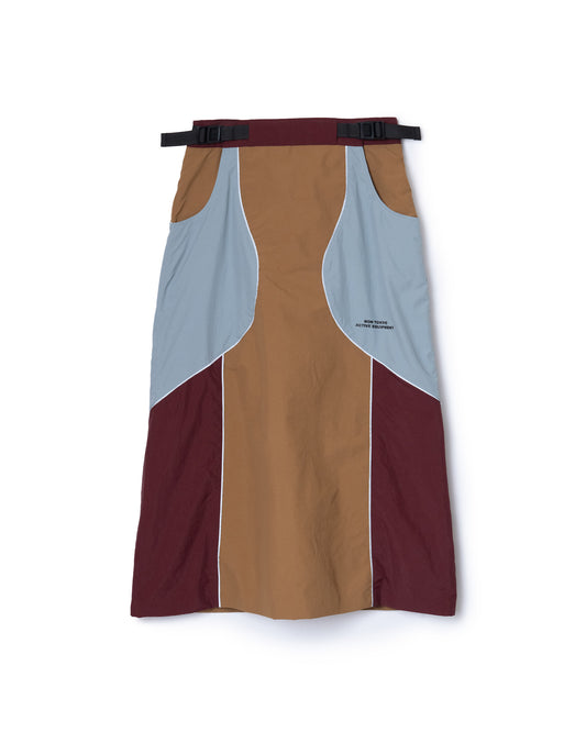 SWITCHING NYLON SKIRT (MUSTARD x BLUE)