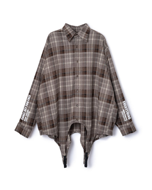 2WAY FLANNEL CHECK SHIRT (BEIGE)
