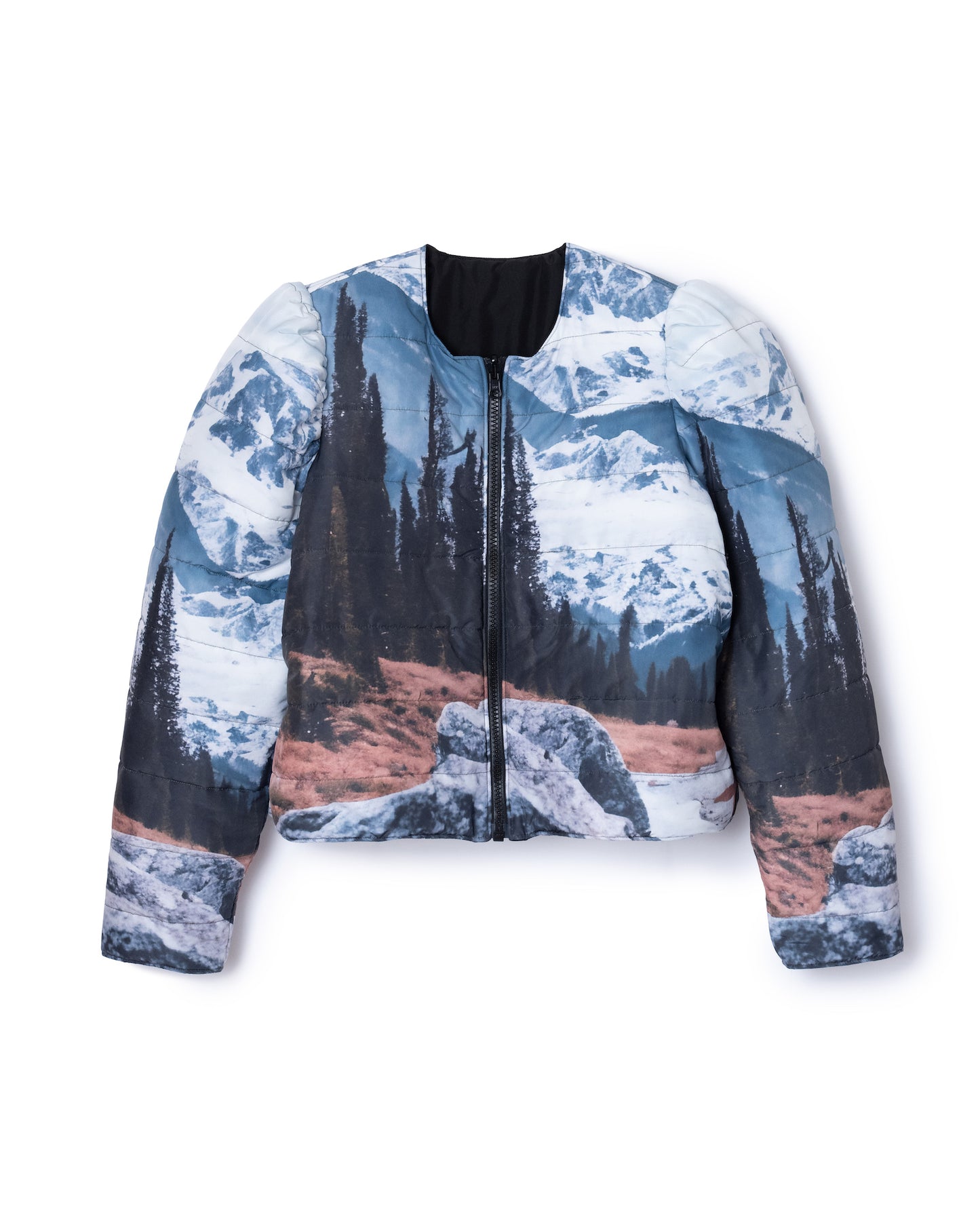 REVERSIBLE PUFFSLEEVE PADDING JACKET (MOUNTAIN x PINK)