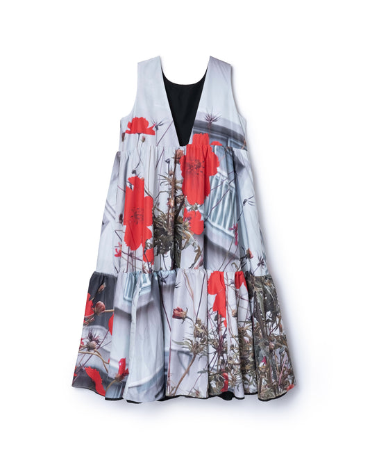 REVERSIBLE GATHER ONE-PIECE (FLOWER x BLACK)
