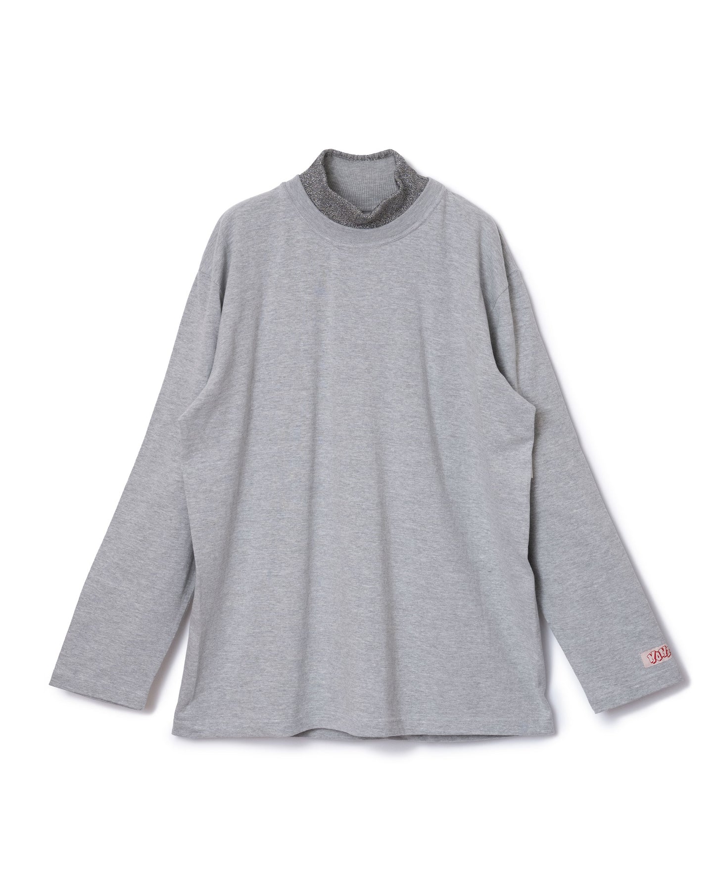 GLITTER MOCK NECK L/S T-SHIRT (GRAY)