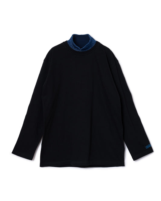 GLITTER MOCK NECK L/S T-SHIRT (BLACK)