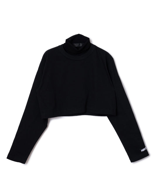 SHEER HIGH NECK L/S T-SHIRT (BLACK)