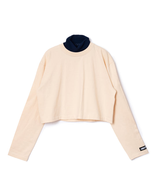 SHEER HIGH NECK L/S T-SHIRT (IVORY)