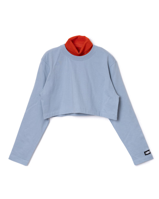 SHEER HIGH NECK L/S T-SHIRT (BLUE)
