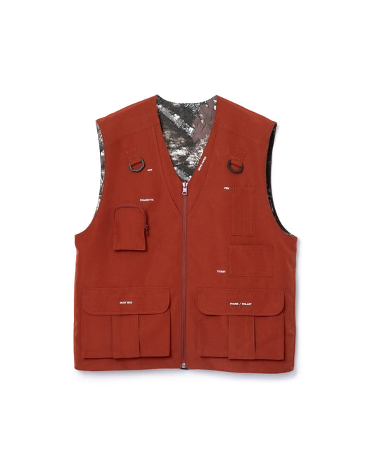 REVERSIBLE MULTI POCKET VEST (BROWN RED)