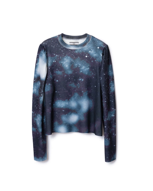 PRINT RIB PUFF SLEEVE C/S (FOG)