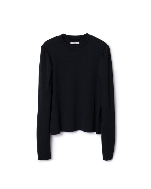 RIB PUFF SLEEVE C/S (BLACK)