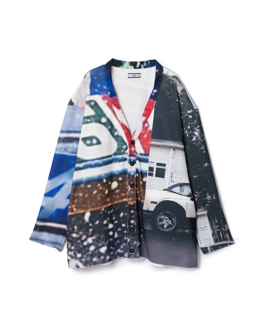 PRINT RIB BIG CARDIGAN  (COLLAGE)