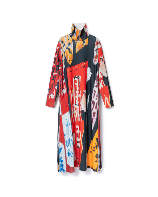 PRINT RIB HI-NECK ONE-PIECE (COLLAGE)