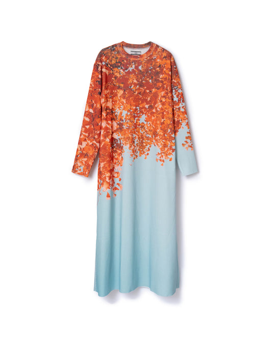 PRINT RIB L/S ONE-PIECE (GINKGO)