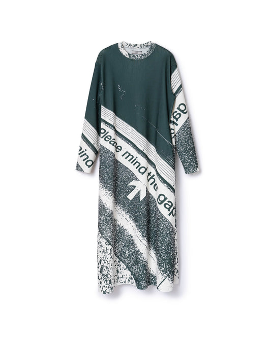 PRINT RIB L/S ONE-PIECE (GREEN)