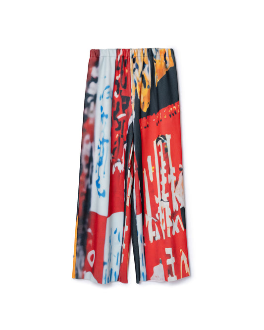 PRINT RIB WIDE PANTS (COLLAGE)