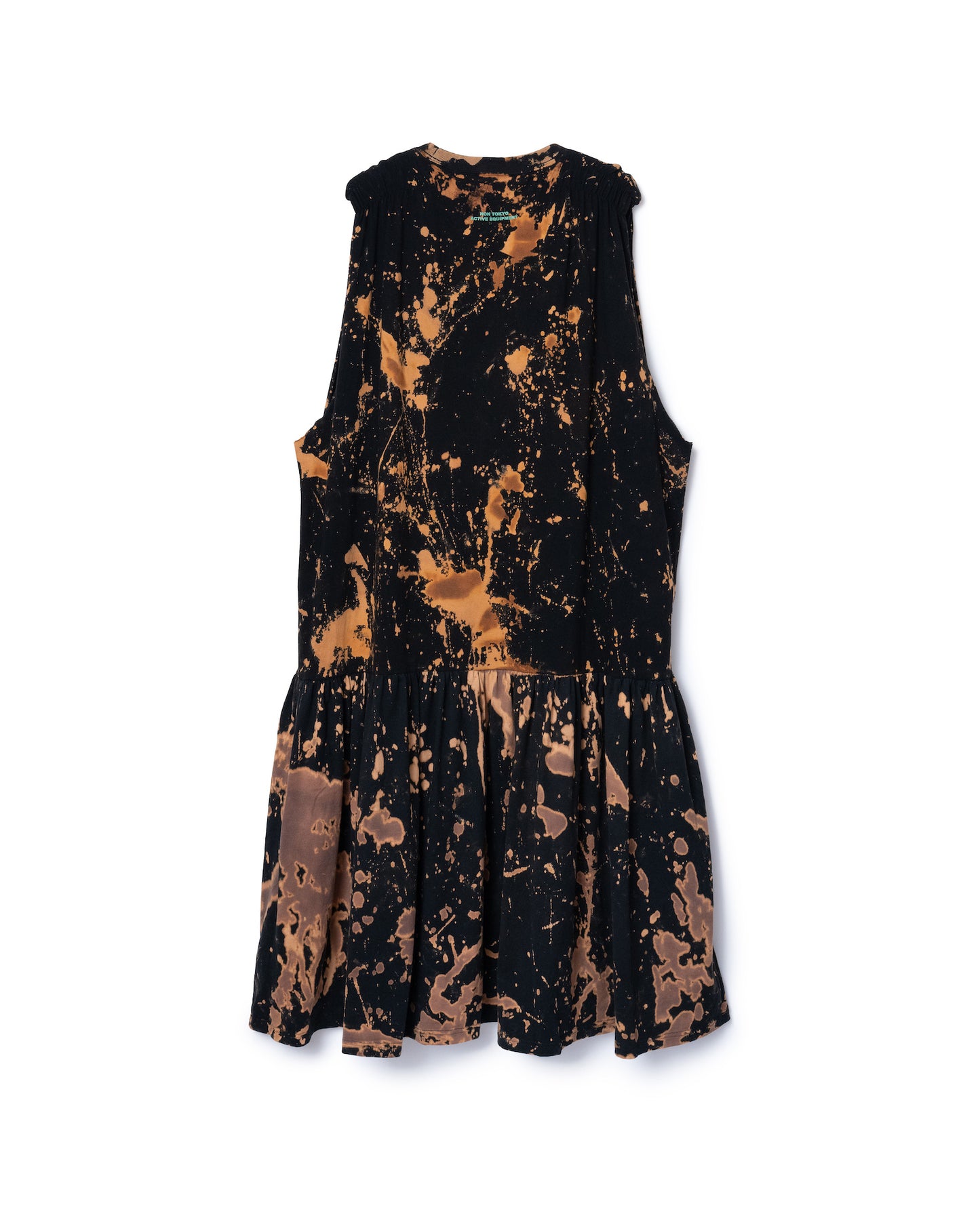GATHER SHOULDER TIE-DYE ONE-PIECE (BLACK)