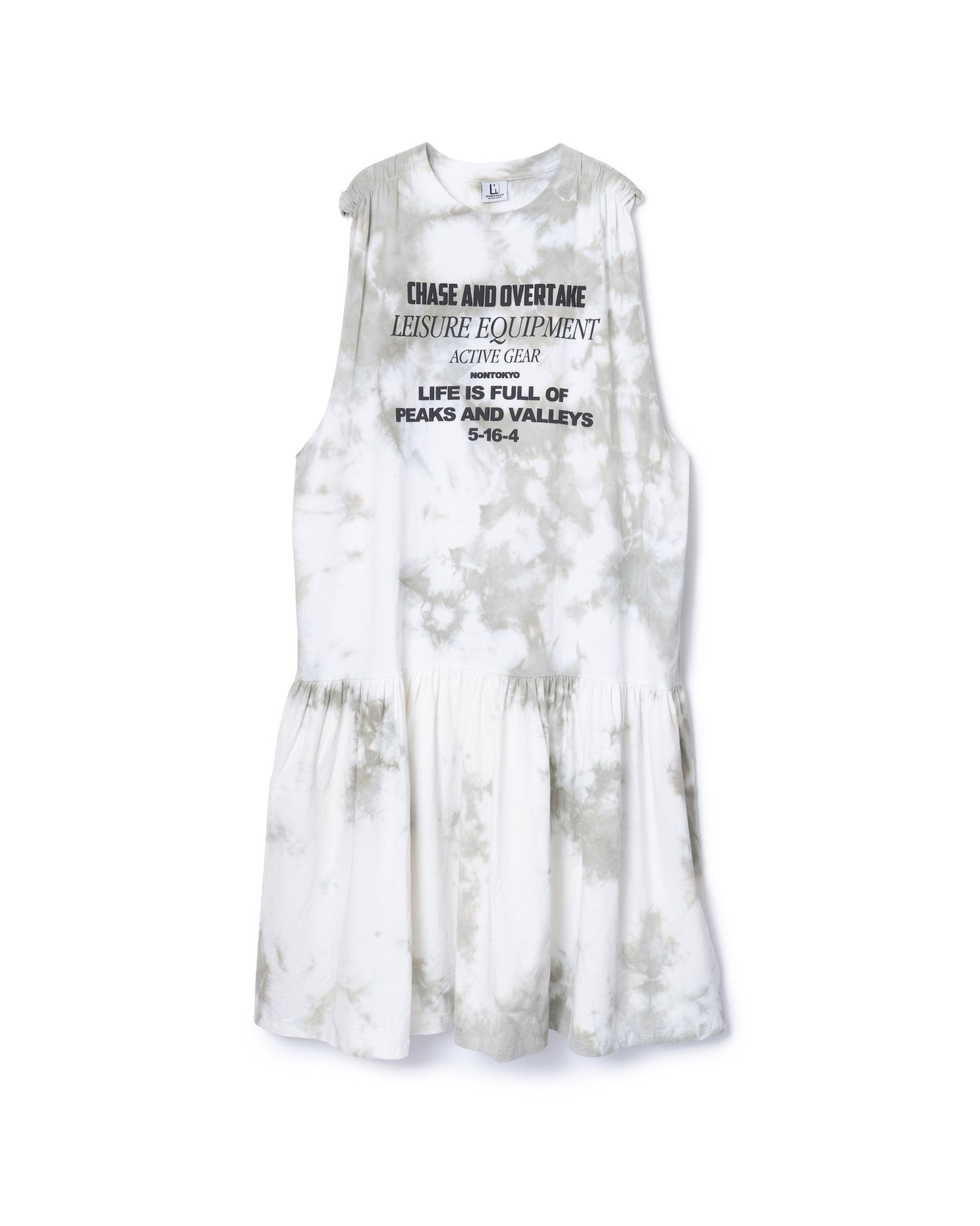 GATHER SHOULDER TIE-DYE ONE-PIECE (WHITE)