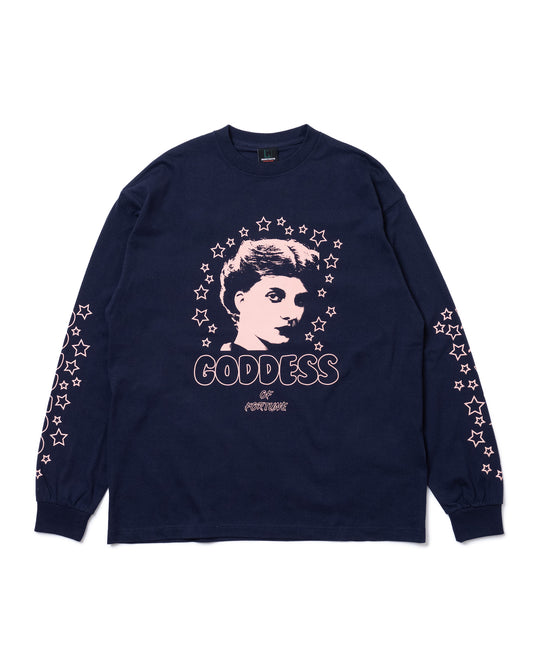 GODNESS PRINT L/S T-SHIRT (NAVY)