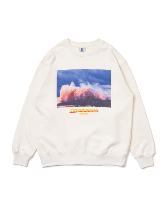 WAVE PRINT PULLOVER SWEAT (WHITE)