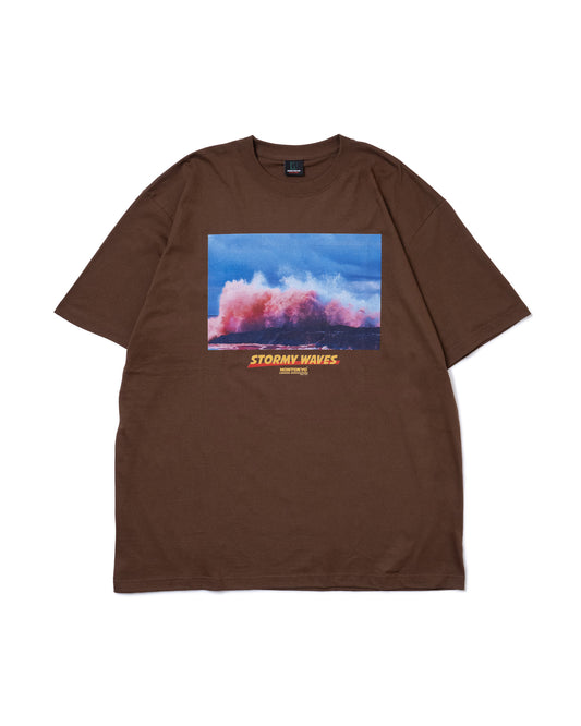 WAVE PRINT BIG T-SHIRT (BROWN)