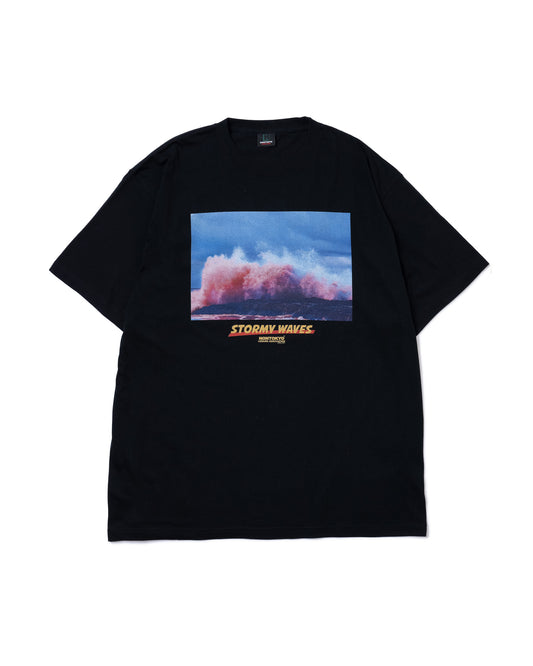 WAVE PRINT BIG T-SHIRT (BLACK)