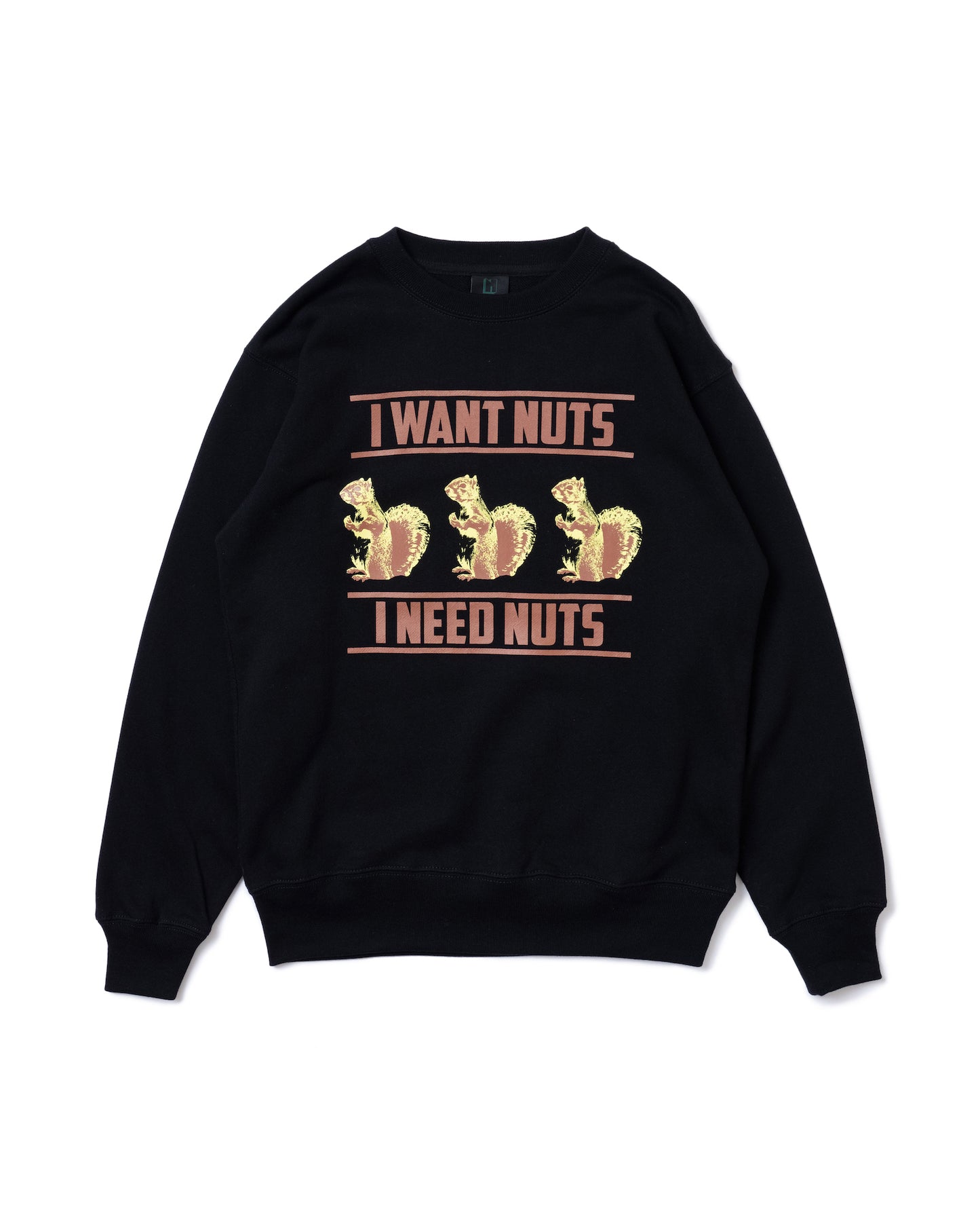 SQUIRREL PRINT PULLOVER SWEAT (BLACK)