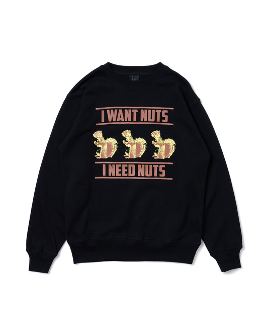 SQUIRREL PRINT PULLOVER SWEAT (BLACK)