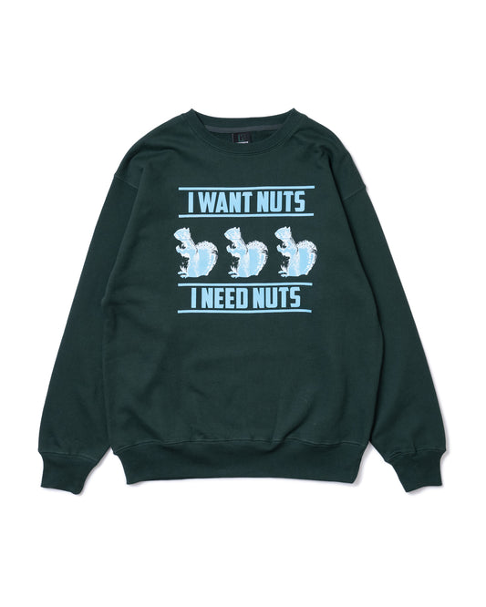 SQUIRREL PRINT PULLOVER SWEAT (GREEN)