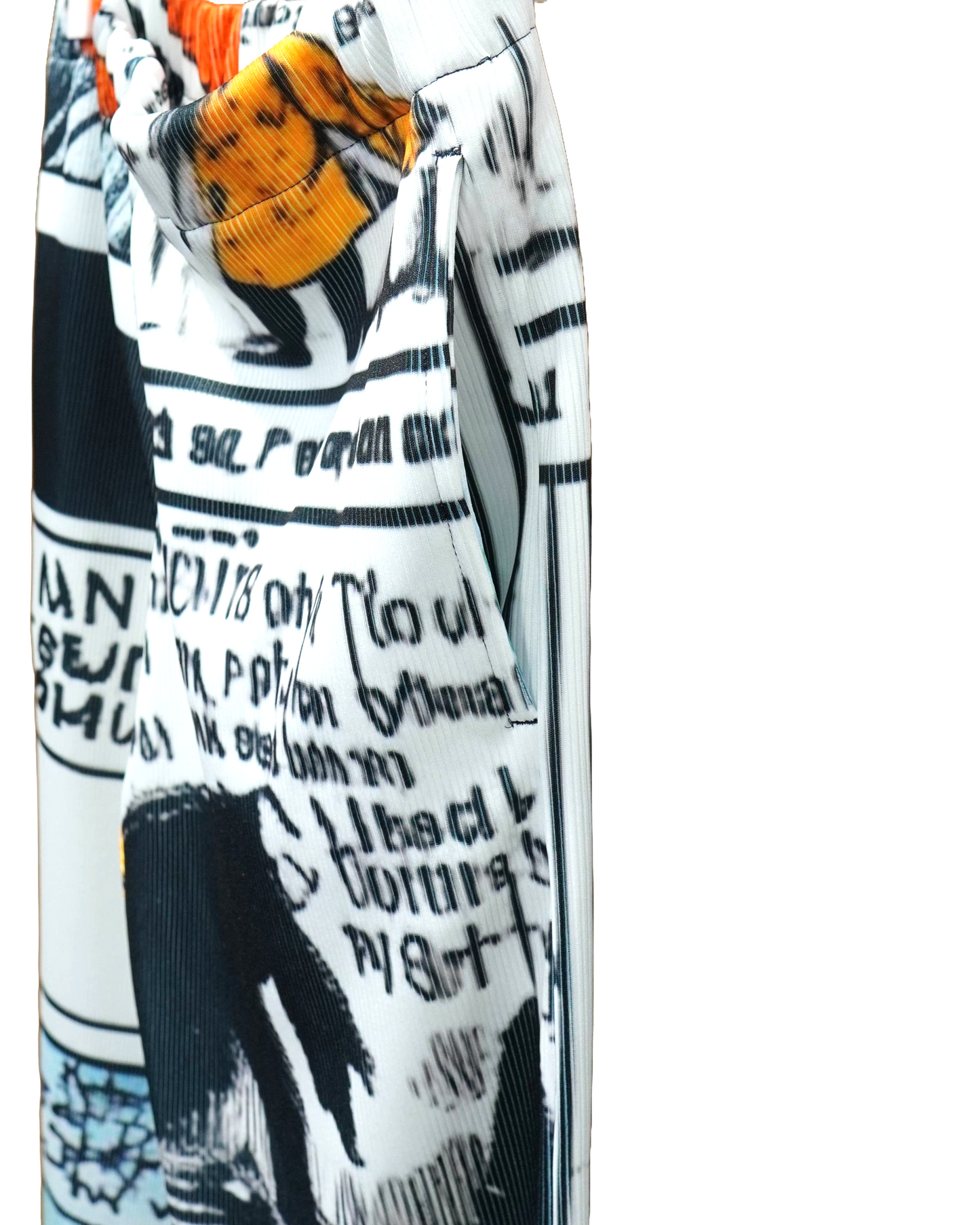 PRINT RIB FLARE PANTS (BEAR)