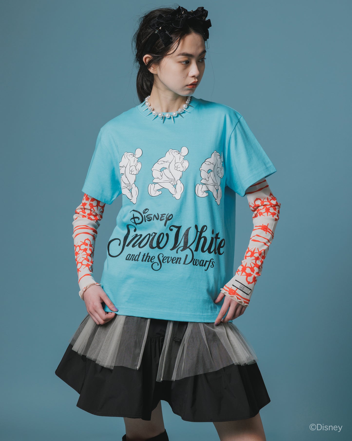 【Disney collection】PRINT T-SHIRT / GRUMPY (BLUE)