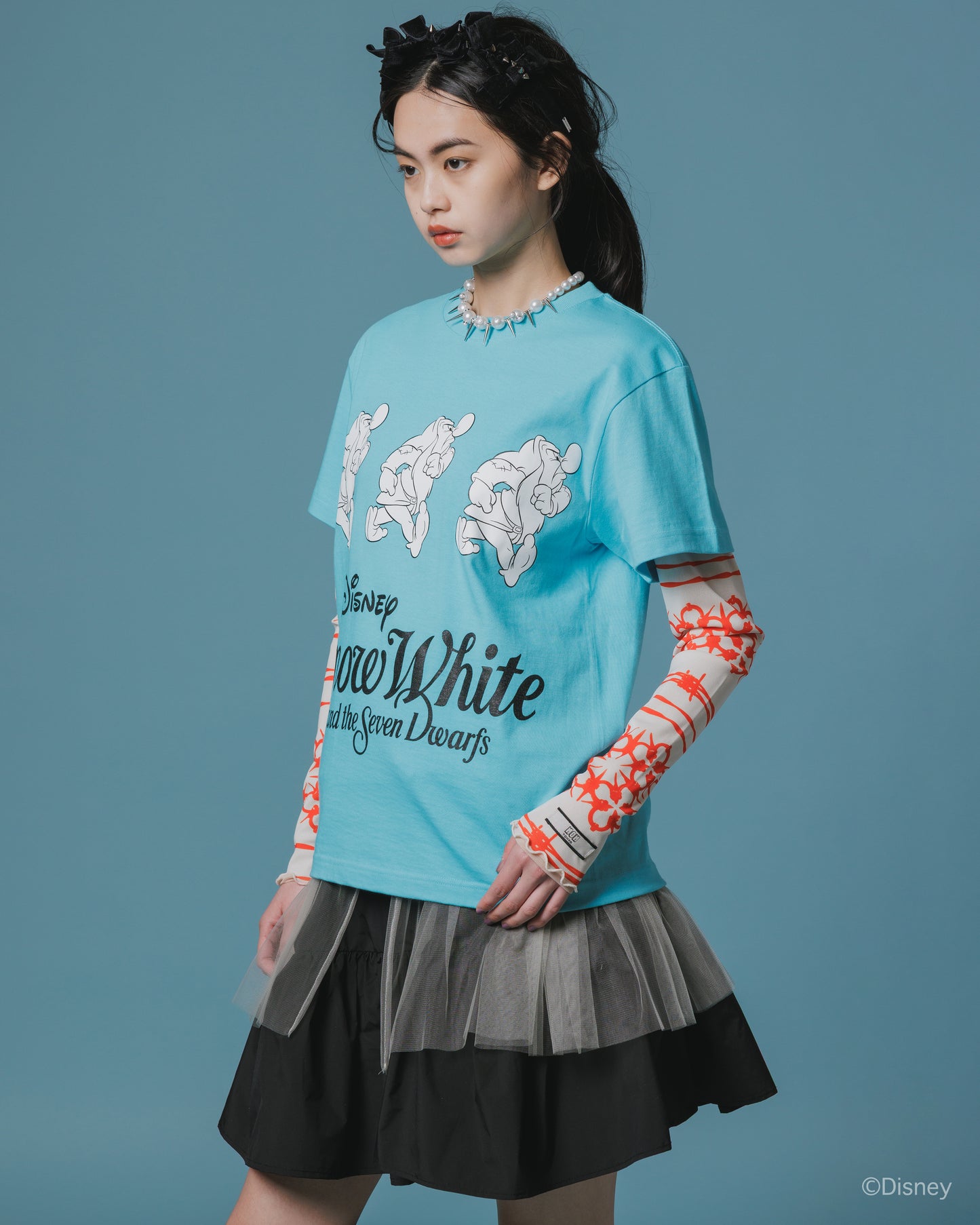 【Disney collection】PRINT T-SHIRT / GRUMPY (BLUE)