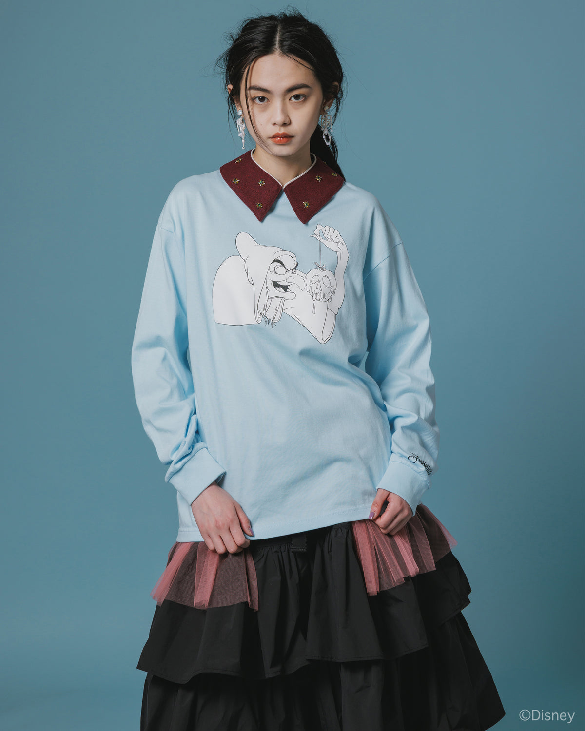 【Disney collection】PRINT L/S T-SHIRT / OLD HAG (BLUE)