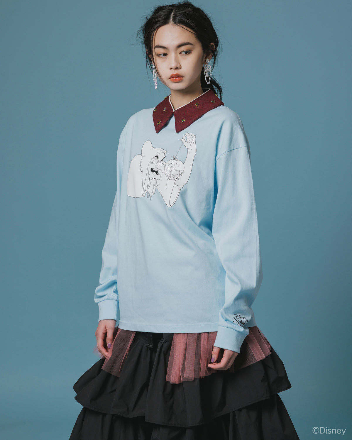 【Disney collection】PRINT L/S T-SHIRT / OLD HAG (BLUE)