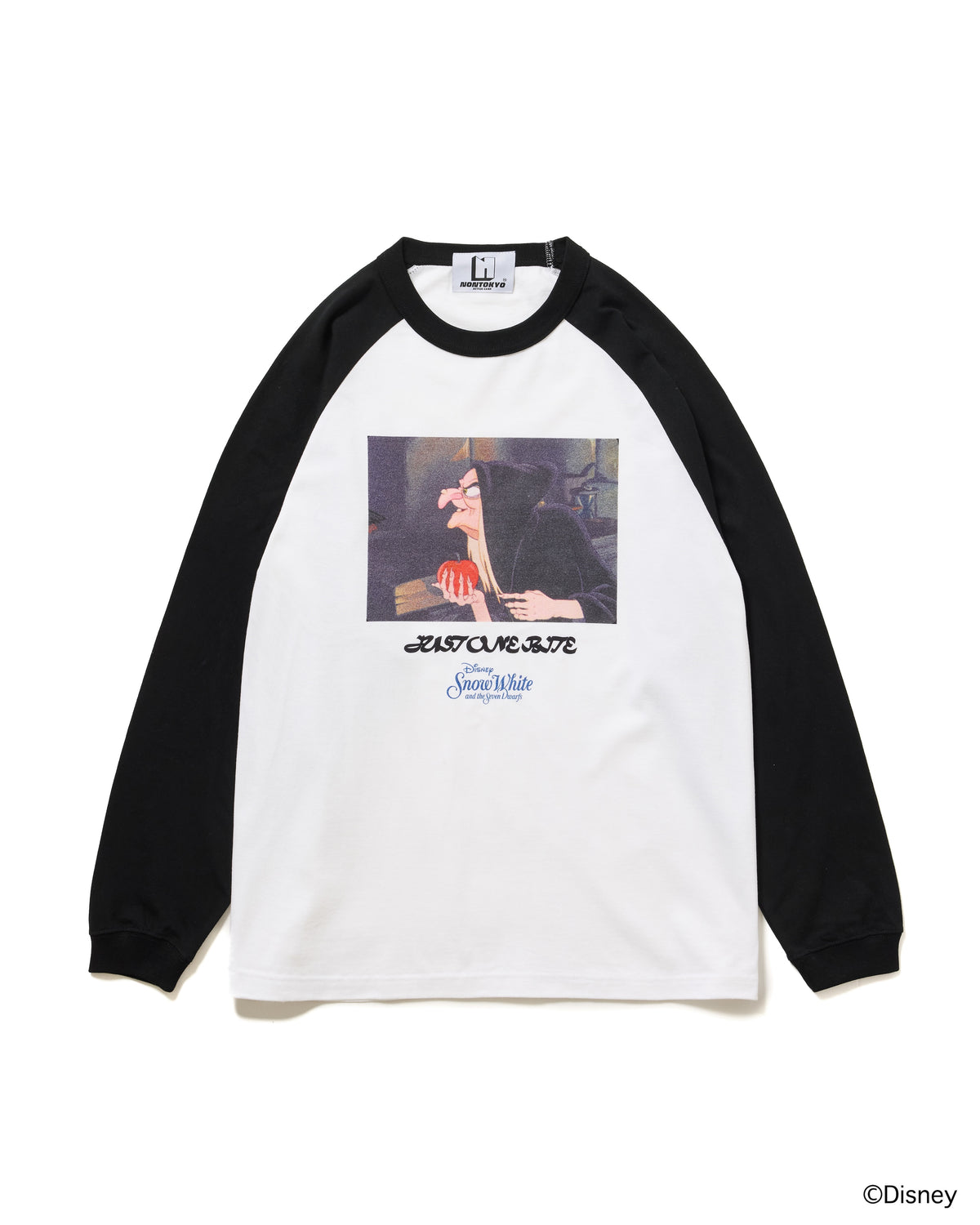 【Disney collection】PRINT RAGLAN T-SHIRT / OLD HAG (WHITE x BLACK)