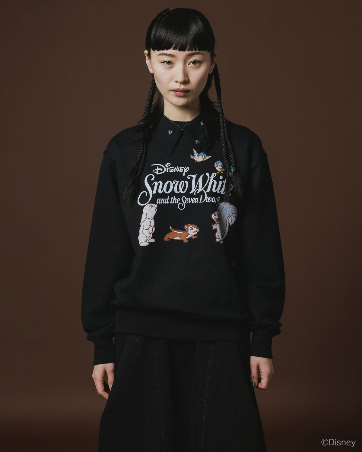 【Disney collection】PRINT PULLOVER SWEAT / ANIMALS (BLACK)