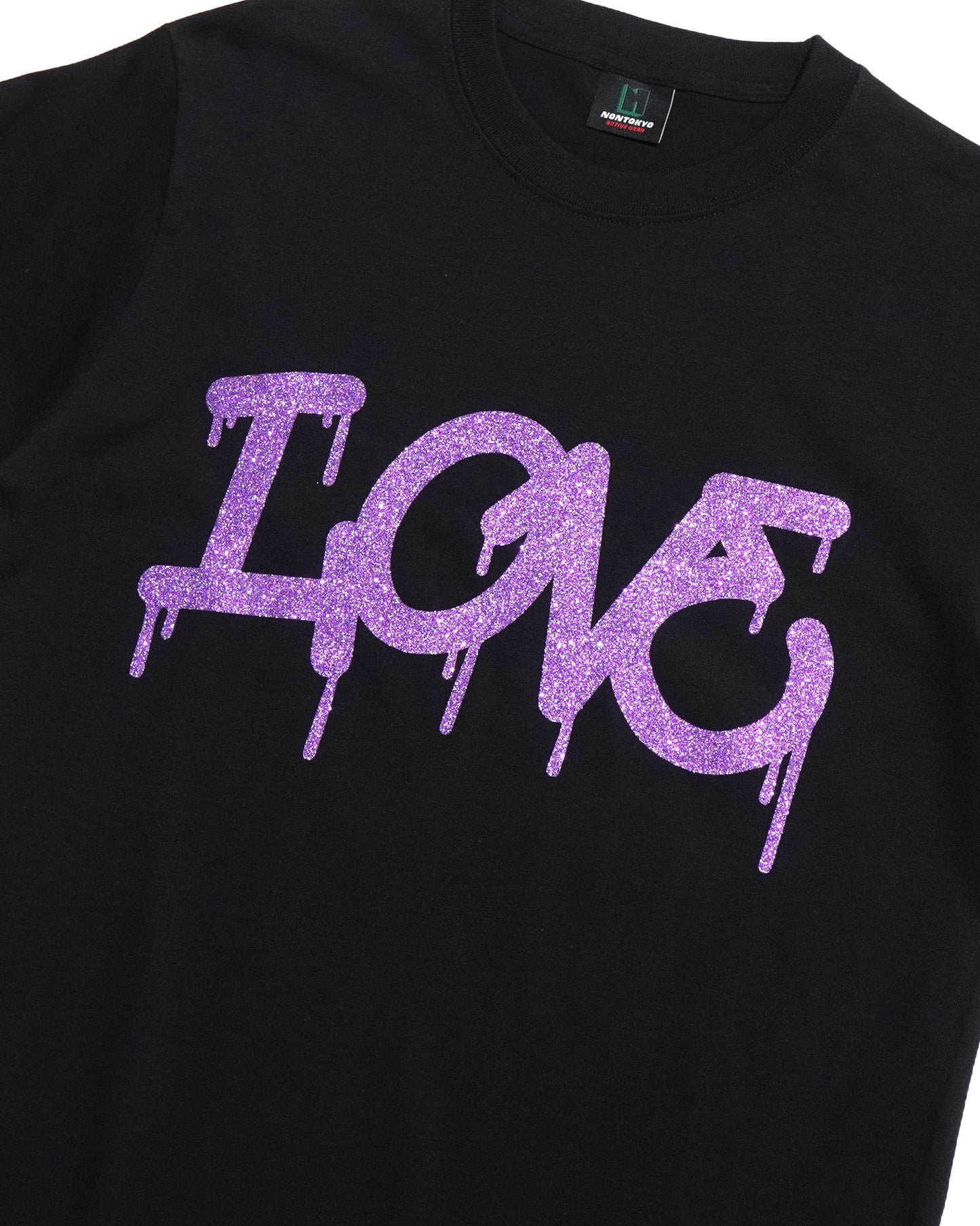 GLITTER PRINT T-SHIRT (LOVE/BLACK)