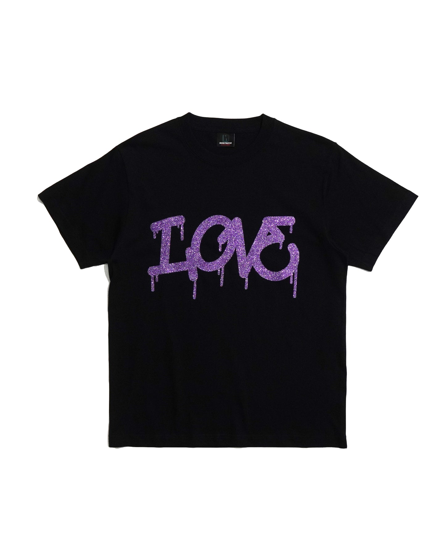 GLITTER PRINT T-SHIRT (LOVE/BLACK)