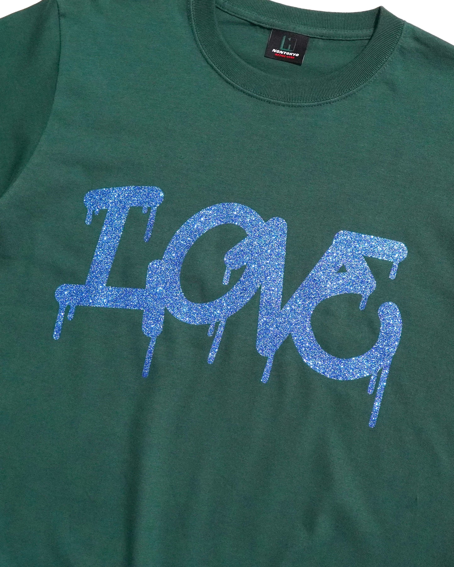 GLITTER PRINT T-SHIRT (LOVE/GREEN)