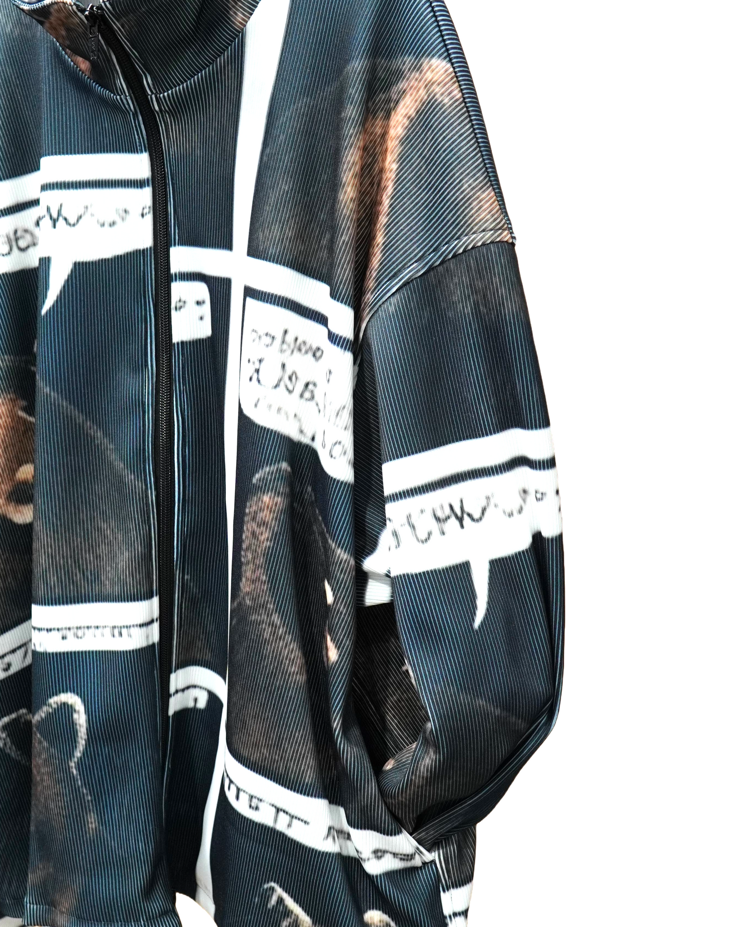 PRINT RIB ZIP-UP BLOUSON (BEAR)