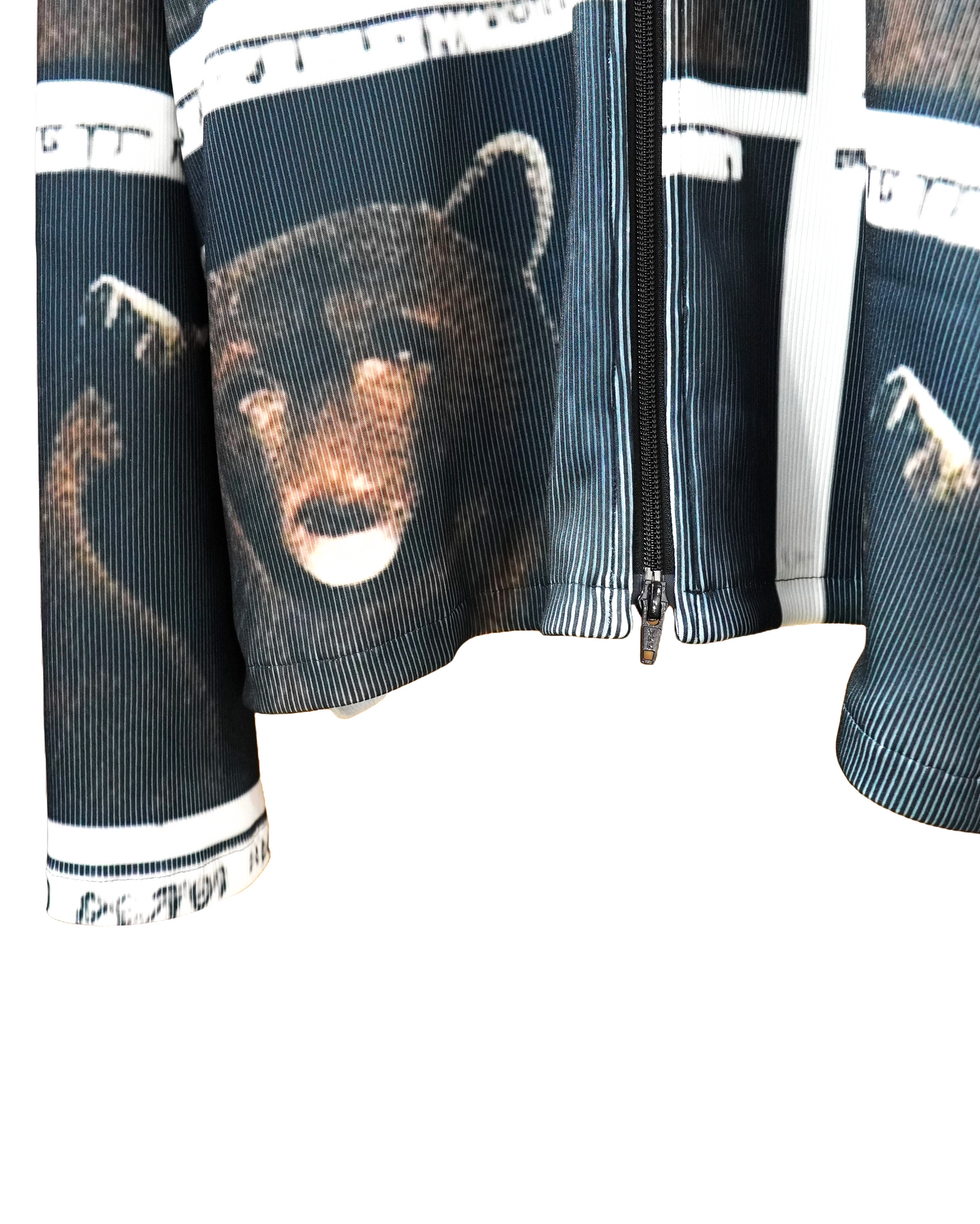 PRINT RIB ZIP-UP BLOUSON (BEAR)
